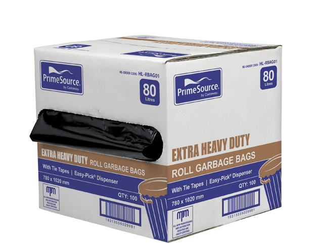 80L Extra Heavy Duty Garbage Bag LLDPE Roller | Black