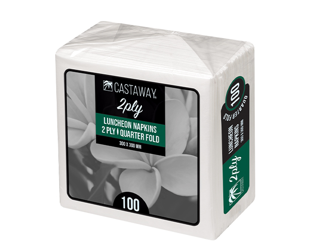 2-Ply Luncheon Napkins Quarter Fold White 310x310mm