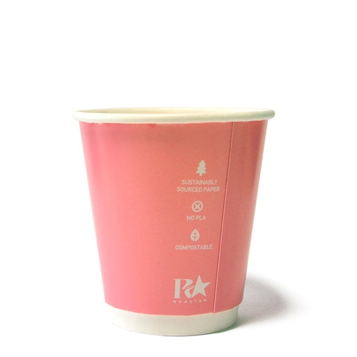 8oz (80mm) Double Wall Coffee Cup - Pastel Pink