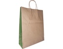 Carry Bags Twist Handles Large Kraft & Green 250ctn