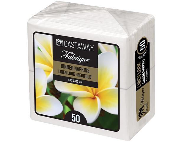 Custom Print Enquire here Fabrique Dinner Napkins RediFold White 400x400mm