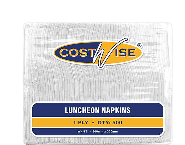 Costwise® 1-Ply Quarter Fold Luncheon Napkin | White