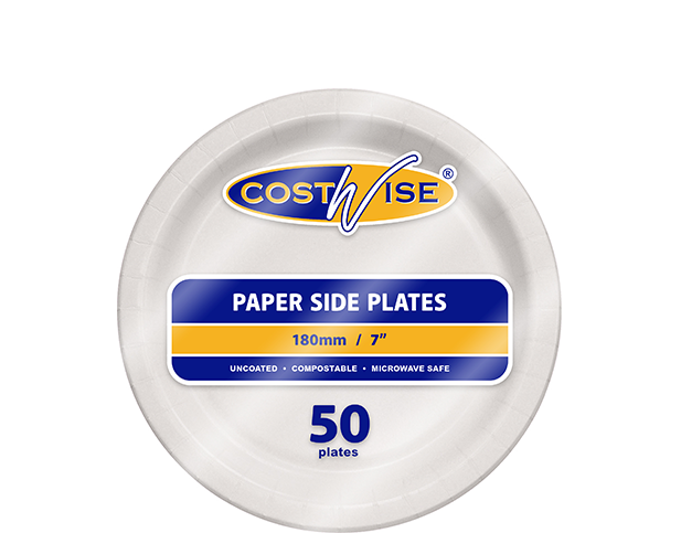 7" Uncoated Paper Plate | White