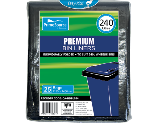 240L Wheelie Bin Liner | Black