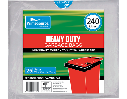 240L Wheelie Bin Liner | Clear