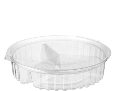 [CA-6615FL] 20oz Clearview® 3 Compartment Bowls with Flat Lid | Clear
