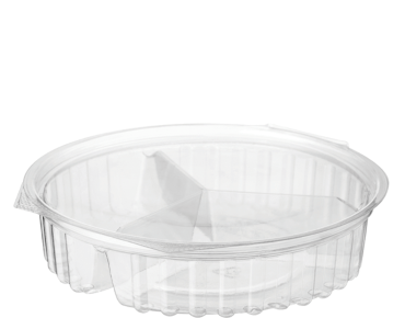 [CA-6615FL] Clearview® 3 Compartment PET Bowls with Flat Lid 568ml / 20oz