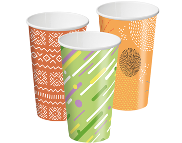 [CA-SW16-CR] Combo Single Wall PE Coffee Cups 16oz 86mmØ Creative
