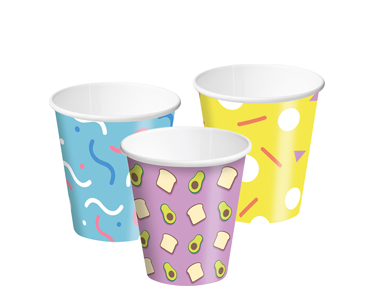 [CA-SW8-CR] Combo Single Wall PE Coffee Cups 8oz 86mmØ Creative