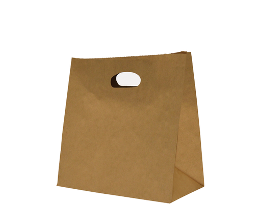 [CA-PTBMDC] Small Takeaway Bags with Reinforced Die-Cut Handles Brown 280x280+150mm