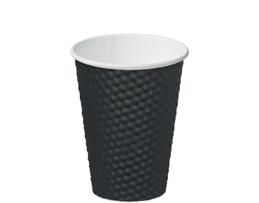 [CA-DMPL12-BLK] 12oz (86mm Ø) Dimple Coffee Cup | Black