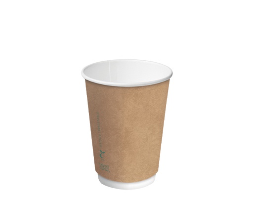 [CA-DW12D-BRN] Combo Double Wall Aqueous Coated Coffee Cup 12oz 86mmØ Brown