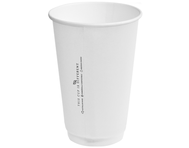 [CA-DW16SLD-WHT] 16oz (90mm Ø) Double Wall (TCID)* Cups | White