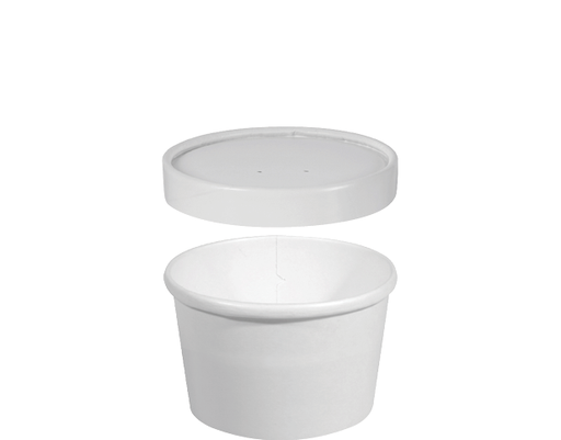 [CA-KH8-WHT] 8oz Round Paper Container & Lid | White