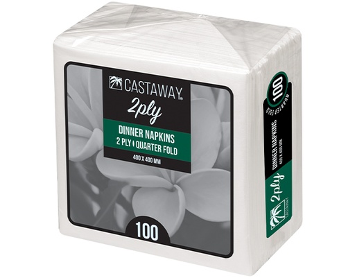 [CA-NAPD2PW] 2-Ply Dinner Napkin Quarter Fold White 400x400mm