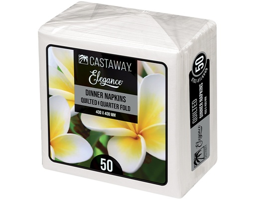 [CA-NAPEDIN] Elegance Quilted Dinner Napkins Quarter Fold White 400x400mm