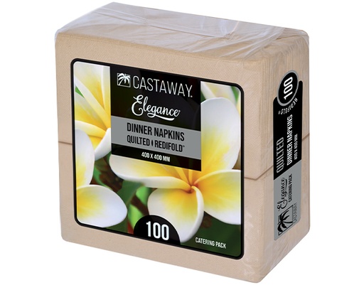 [CA-NEDRFCP-BRN] Elegance Dinner Quilted Napkins Catering Pack RediFold Brown Kraft 400x400mm