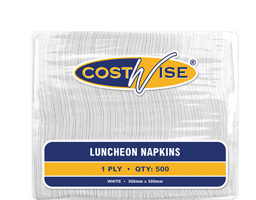 [HL-NAPL1PW] Costwise 1-Ply Luncheon Napkin Quarter Fold 300x300mm