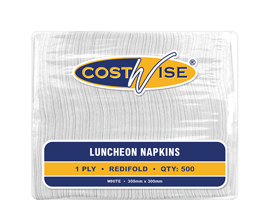 [HL-NAPL1PWRF] Costwise 1-Ply Luncheon Napkin RediFold White 300x300mm