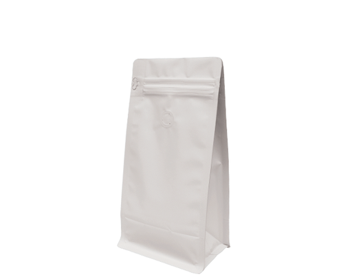 [RS-CBB500KR-WHT] 500g Box Bottom Coffee Bag | White Kraft
