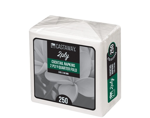 [CA-NAPC2PWHT] 2-Ply Cocktail Napkins Quarter Fold White 240x240mm