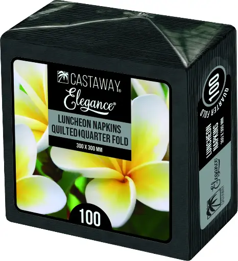 [CA-NAPELBCP] Elegance Luncheon Napkins Quarter Fold Black 300x300mm